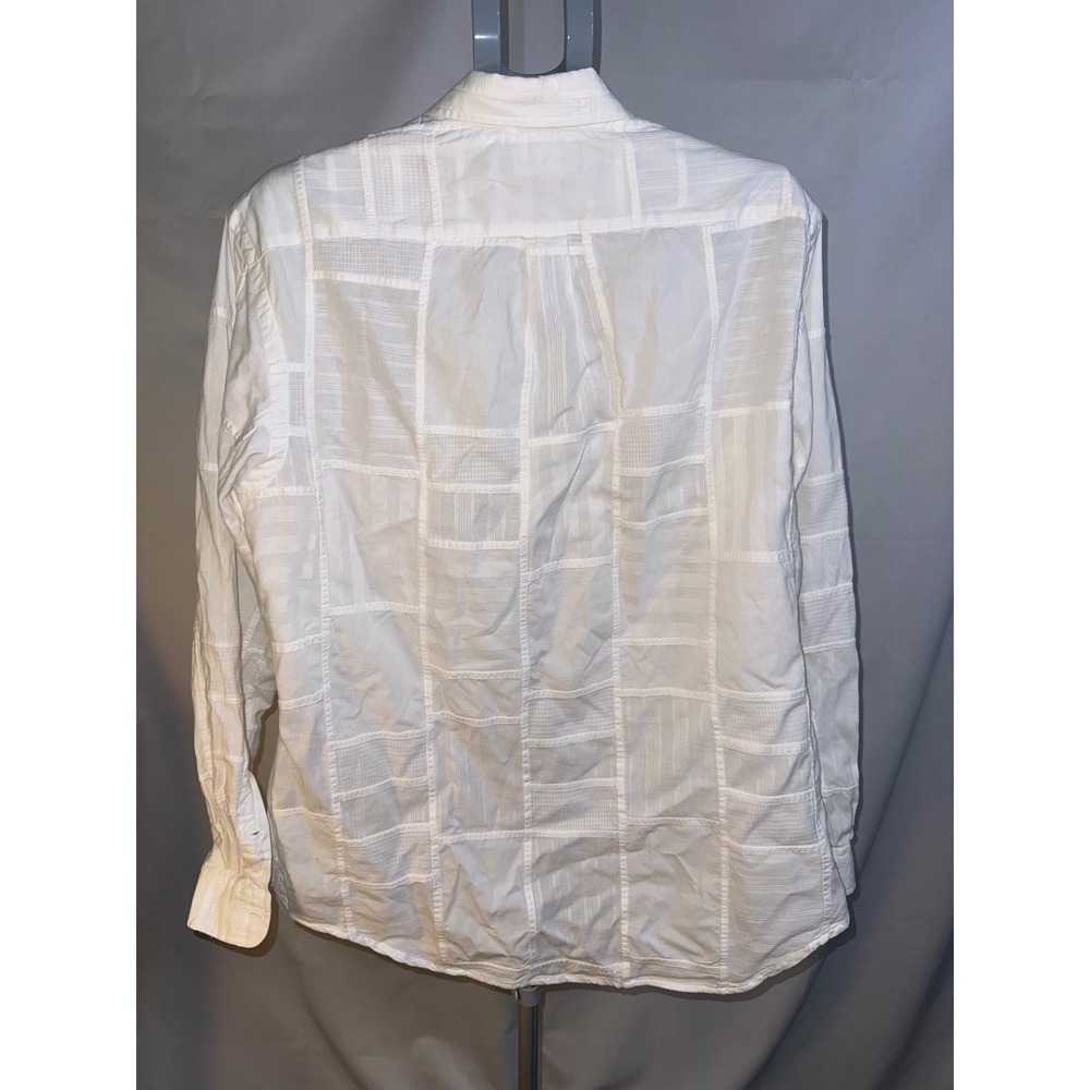 Polo Ralph Lauren Mens XL White Tonal Patchwork Custom Fit Button Down Shirt - Picture 2 of 8